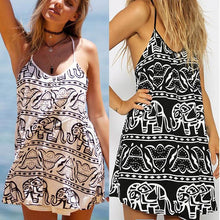 Dashiki Style Slip Dress White Black Mini Animal Print Dresses 2016 New Loose Casual Fashion Dress Women Summer Dresses