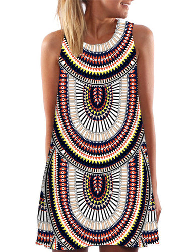 Dashiki Tribal Print Geometric Pattern Short Loose Mini Dress Summer Girl Women Dress Girl Dress High Quality 2016 Lady