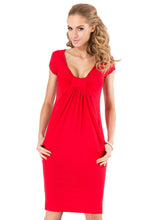 Deep V Neck Sexy Front Bowknot Ruched Women Summer Dress Bodycon Knee Ladies Office Work Dress Elegant Midi 2016 Plus Sizes
