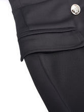 Deep V Neck Sleeveless Fake Pocket Metal Button Wrap Dress Fashion Mini Short Dress Black Formal Office Casual Work Sexy Black
