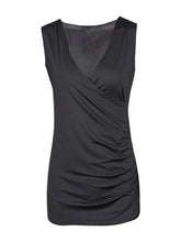 Deep V Neck Wrap Sleeveless Tank Long Shirt Casual Fashion Elegant Office Womens Blouses For Spring 2017 New Summer Ladies
