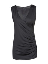Deep V Neck Wrap Sleeveless Tank Long Shirt Casual Fashion Elegant Office Womens Blouses For Spring 2017 New Summer Ladies