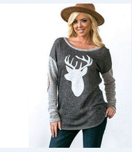 Deer Print O-Neck Full Sleeve Blouse Patchworck Casual Women Shirt Irregular Skirt Women Chirstmas Top Women 2016 Autumn Blouses