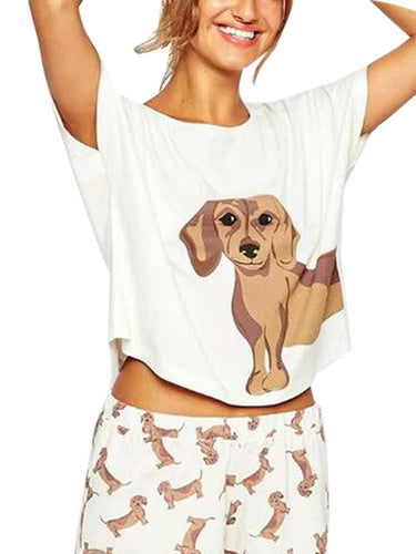 Dog Puppy Print White Women T Shirt Tee Fashion Casual Cotton 2016 Cute Women Clothing Womens Tops Fashion 2016 New Arrival