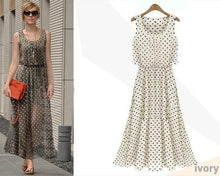 Dot Summer Dress Chiffon White Women Dress Plus Size Long Maxi Dress Vestido De Festa Women Beach Vestidos 2015 Summer Style