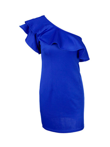 Double Ruffle One Shoulder Bodycon Sexy Mini Short Dress Women Summer 2017 Party Club Dress High Quality Dress Elegant Casual