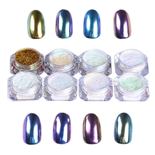Dropship 8 Color Nail Glitter Powder Shinning Nail Mirror Powder Makeup Art DIY Pigment Set + 8 brush 2017 Anne