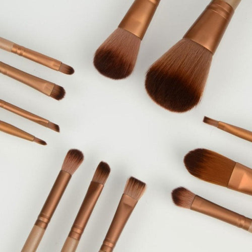 Dropship Pro Makeup 12pcs Brushes Set Powder Foundation Eyeshadow Eyeliner Lip Brush Tool pinceis de maquiagem profissionais