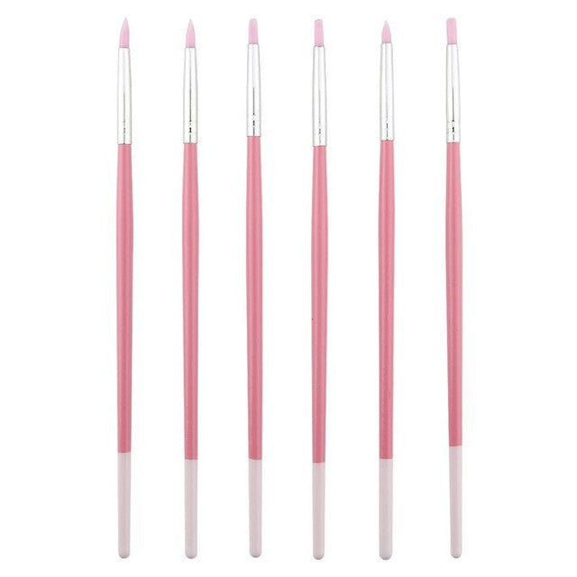 Each Brush is protected by clear plastic tube 6 Pcs Nail Art Pen Brushes Soft Silicone Carving Craft Supplies Pottery Tool Anne