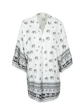 Elegant Print Boho Bohemian Pattern Open Blouse Women Kimono Long Shirt Loose Blouse Cover Up White Cotton Kimono Cardigan