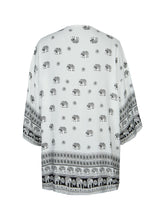 Elegant Print Boho Bohemian Pattern Open Blouse Women Kimono Long Shirt Loose Blouse Cover Up White Cotton Kimono Cardigan