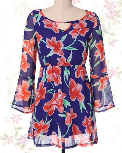 Elegant Women Summer Dress Floral Print European Style Long Sleeve Casual 2015 Dresses Vestidos Femininos Vintage Party