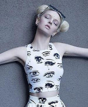 Eye Tear Cartoon Print Crop Top Tight Fitness Fiting Workout Cropped Pattern Short Top Fashion Vest Sleeveless Casual Tank