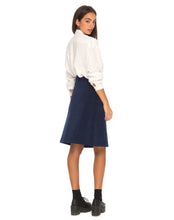 Fall High Waist Skirt Blue Skirt Orange Fall Flared Skirt Knee Length Mori Japanese Skirts Womens 2015 Runway Button Faldas