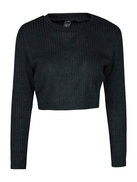 Fall Sexy Full Length Top Pullover Blouse Kintting Solid Backless O-Neck Blouse Women Tops For Autumn Fall Ladies 2017 Blouses