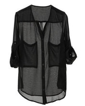 Fashion Casual Chiffon Blouse Black White Women Blouse Ladies Tops Blusas Femininas 2014 Camisas Femininas