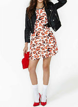 Fashion Casual Dress Women Summer Dress Red Lip Printed Dresses Roupas Vestidos Femininos Vestidos Casual De Renda
