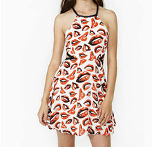 Fashion Casual Dress Women Summer Dress Red Lip Printed Dresses Roupas Vestidos Femininos Vestidos Casual De Renda