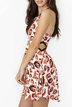 Fashion Casual Dress Women Summer Dress Red Lip Printed Dresses Roupas Vestidos Femininos Vestidos Casual De Renda