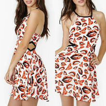 Fashion Casual Dress Women Summer Dress Red Lip Printed Dresses Roupas Vestidos Femininos Vestidos Casual De Renda