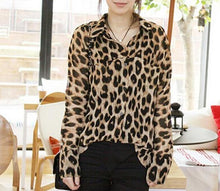 Fashion Casual Leopard Print Women Chiffon Blouse Loose Long Sleeve Blusa Blusas Femininas 2014 Camisas Femininas Women Tops