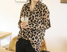 Fashion Casual Leopard Print Women Chiffon Blouse Loose Long Sleeve Blusa Blusas Femininas 2014 Camisas Femininas Women Tops