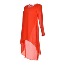 Fashion Sexy Asymmetrical Summer Dress Long Sleeve Orange Beach Women Dress 2015 Vestido De Festa Vestidos Maxi Chiffon Dresses