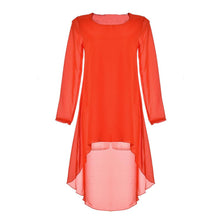 Fashion Sexy Asymmetrical Summer Dress Long Sleeve Orange Beach Women Dress 2015 Vestido De Festa Vestidos Maxi Chiffon Dresses