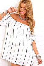Fashion Sexy Off The Shoulder Striped Women Dress Summer Dress Mini Striped Black&White Summer Dress 2015 Vestido Vestidos
