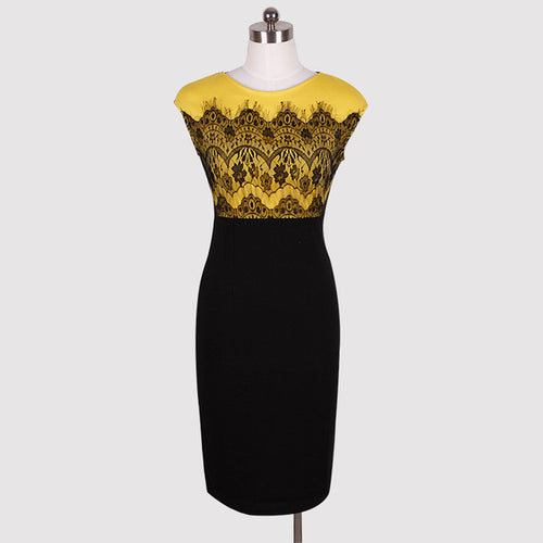Fashion Summer Lace Patchwork Dress Vintage Elegant Women Bodycon Pencil Club Sheath Dress Zippers Vestidos