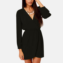 Fashion Surplice Elastic Waist Casual Women Dress Black Green Office Dress Work Wear Plus Size Women Clothing Summer Dress 2015
