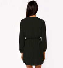 Fashion Surplice Elastic Waist Casual Women Dress Black Green Office Dress Work Wear Plus Size Women Clothing Summer Dress 2015