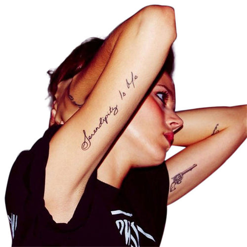 Fashion Temporary Tattoo Stickers Body Art Supermodel Stencil Designs Waterproof Letters Gun Pattern fake 2016 new hot sale