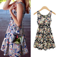 Fashion Women High Waist Pleated Dress Sexy Vintage Flower Prints Dress Summer Lady Dresses Vestidos Casual