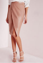 Faux Leather Skirt Plain Pink Green Pencil Skirt PU Knee Length Formal Office Wear To Work Skirts Womens Wrap Women Clothing