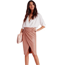 Faux Leather Skirt Plain Pink Green Pencil Skirt PU Knee Length Formal Office Wear To Work Skirts Womens Wrap Women Clothing