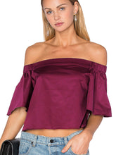 Faux Silk Blouse Off Shoulder Flare Sleeve Loose Top Women Solid Violet Women Crop Top Cropped Fall 2017 Womans Clothes Fashion