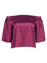 Faux Silk Blouse Off Shoulder Flare Sleeve Loose Top Women Solid Violet Women Crop Top Cropped Fall 2017 Womans Clothes Fashion