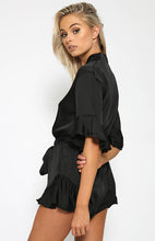 Faux Silk Boho Front Bowknot V Neck Wrap Ruffle Half Sleeve Short Romper Casual Summer Women Jumpsuit Japanese 2016 Fashion