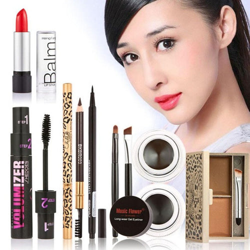 Feel light and soft Makeup Kits Gift Set Eyeshadow Foundation Blusher Powder Lip Gloss Eyelash Kit 2017 Anne