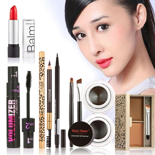 Feel light and soft Makeup Kits Gift Set Eyeshadow Foundation Blusher Powder Lip Gloss Eyelash Kit 2017 Anne