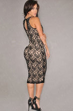 Floral Flower Pattern Lace Embroidery Elegant Women Dress Crochet Lining Bodycon Women Pencil Dress Midi Nude Dress Sleeveless