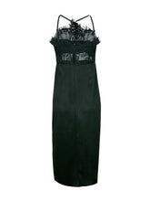 Floral Hollow Out Lace Dress Halter Spaghetti Strap Black Solid Dress Knee Length Fashion Sexy Dresses Midi Summer Casual Dress