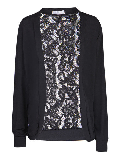 Floral Lace Black Cardigan Kimono Crochet Top Women See Through Open Blouse Patchwork Women Tops And Blouses 2016 New Fashion