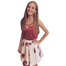 Floral Pleated Women Skirts Lady High Waist Skater Skirt Tropical Summer Short Skirts Womens Saia Saias Femininas Faldas Jupe