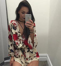 Floral Print V Neck Wrap Sexy Romper High Waist Fashion Women Club Party Jumpsuit Short One Pieces Playsuit Overall 2016 Summer