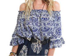 Floral Print Women Blouse Crop Tops Slash Neck Blue Tops Ropa Mujer Blusa Feminina Blouse Camisa Feminina Blouses