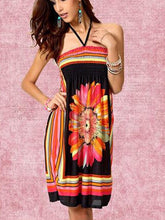 Flower Floral Print African Print Dresses Loose Dress Colorful Halter Off Shoulder Beach Summer New Arrival Sundresses 2016
