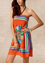 Flower Floral Print African Print Dresses Loose Dress Colorful Halter Off Shoulder Beach Summer New Arrival Sundresses 2016