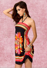 Flower Floral Print African Print Dresses Loose Dress Colorful Halter Off Shoulder Beach Summer New Arrival Sundresses 2016